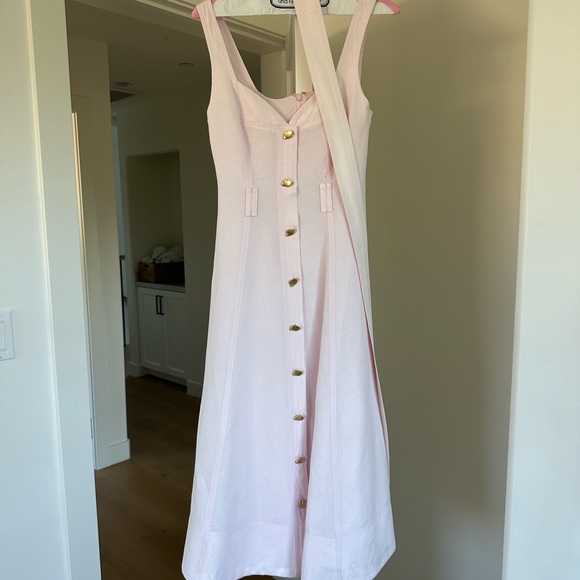 AJE Clay Belted Midi Dress in Pastel Pink, AU 6 / US 2 - Picture 4 of 13